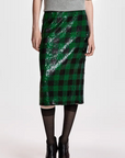 CHECKED MIDI SKIRT