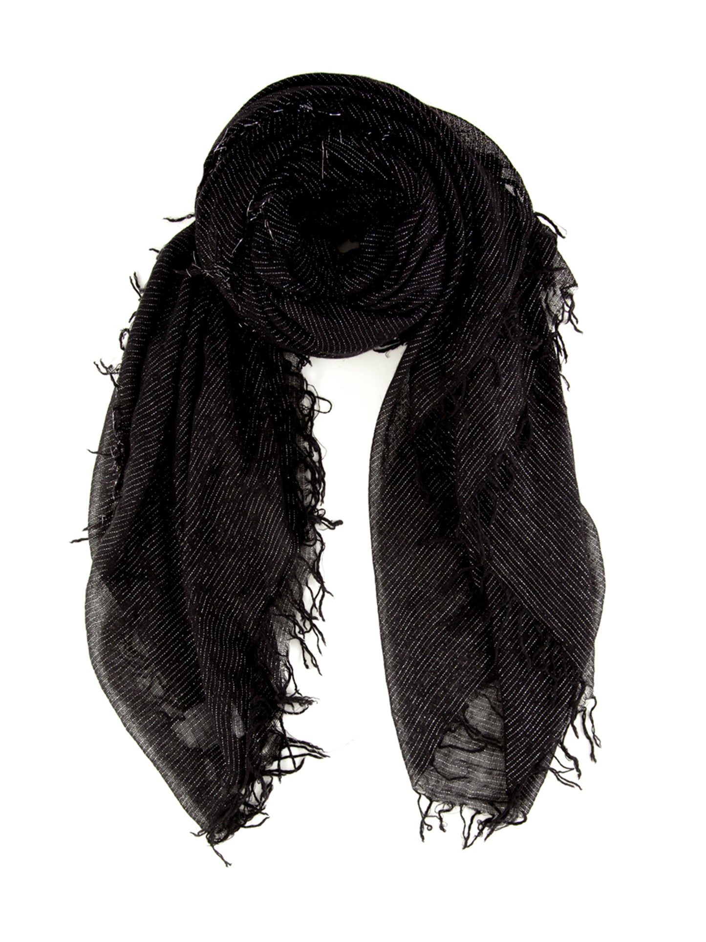 Black WIth Woven Lurex Cashmere Scarf