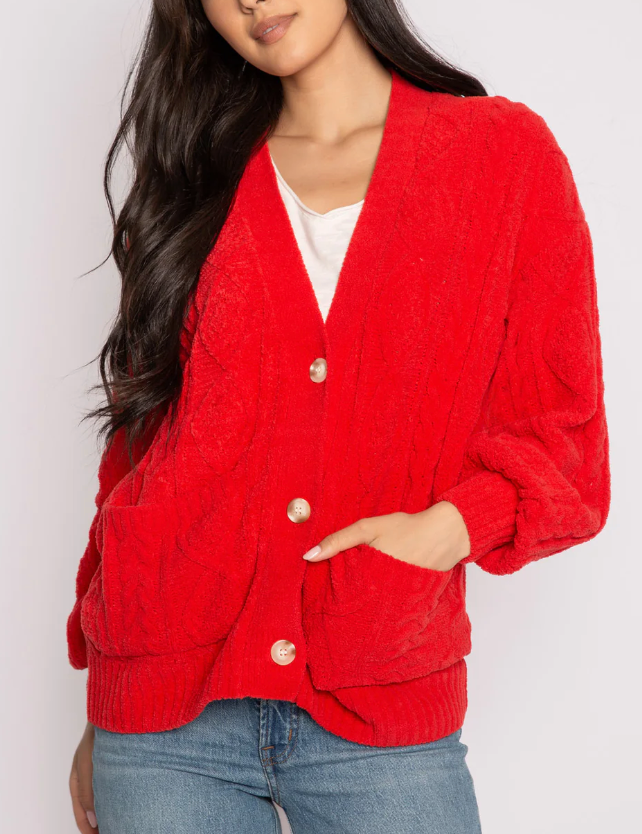 Red Cable Cardi