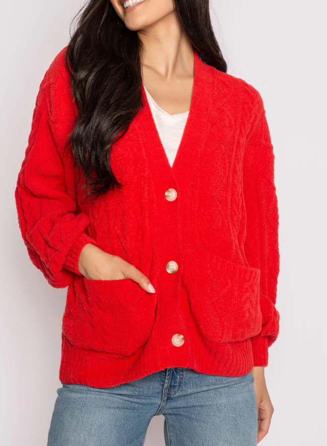Red Cable Cardi