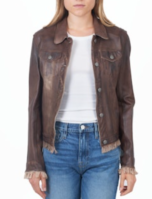 Alexa Leather Jacket Bark