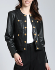 LEATHER JACKET GOLD BUTTONS