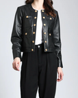LEATHER JACKET GOLD BUTTONS