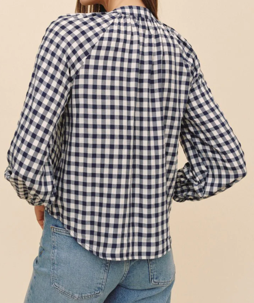 SHIRRED RAGLAN SHIRT - NAVY