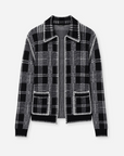 PLAID COLLAR CARDI
