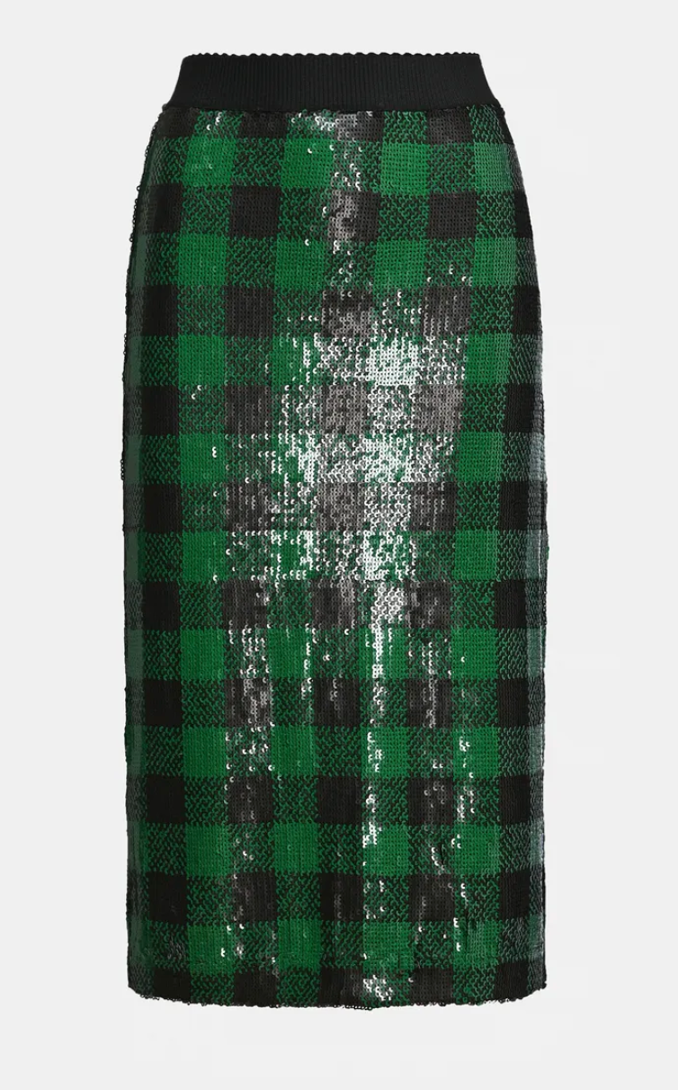 CHECKED MIDI SKIRT