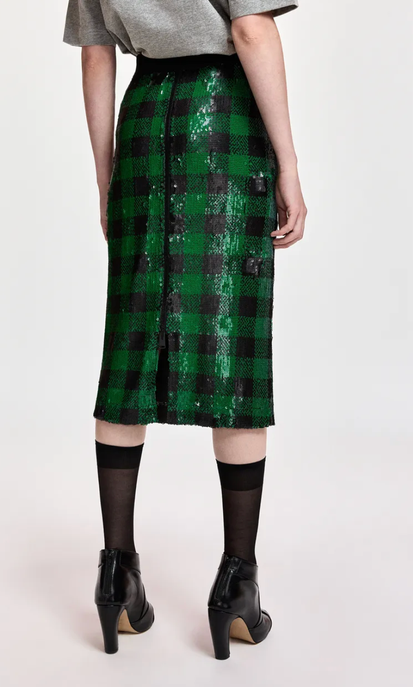 CHECKED MIDI SKIRT